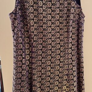 Juicy Couture sleeveless aline shift dress, gold Floral Lace Sleeveless Dress